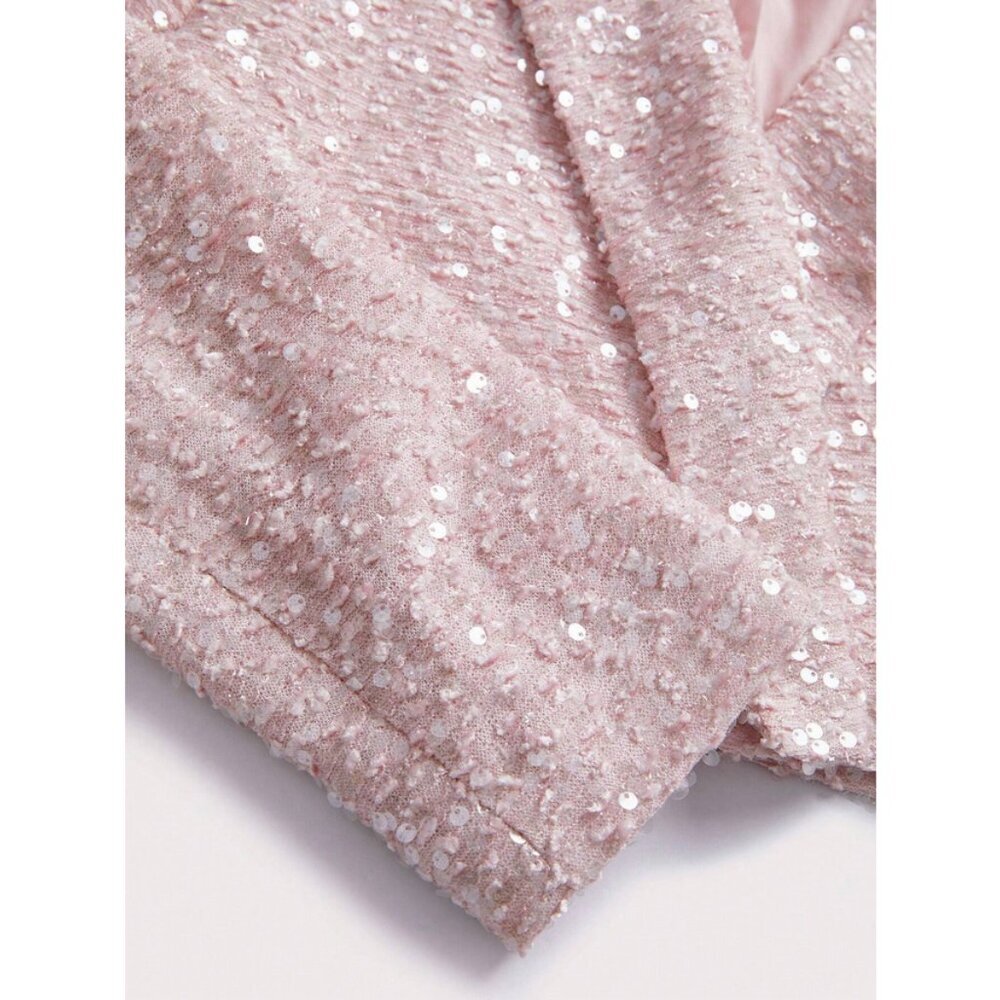 Elegant Sequin tweed Dress & Blazer 2 piece Suit Set pink - Picture 10 of 12